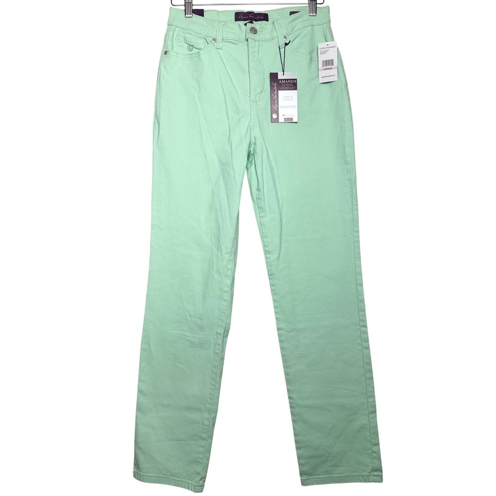 Gloria Vanderbilt Amanda Jeans Womens 6 Jade Breeze Mint Green Tapered Leg NEW